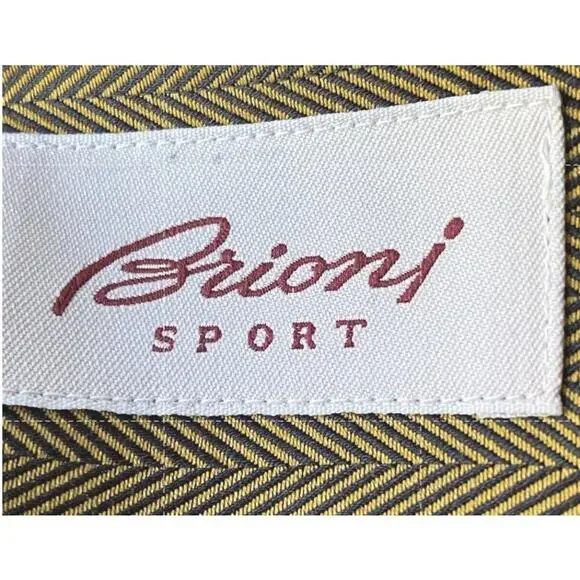 Brioni Sport Italy Olive Herringbone Cotton Shirt Mens M Luxury Classic Fit - Picture 3 of 10